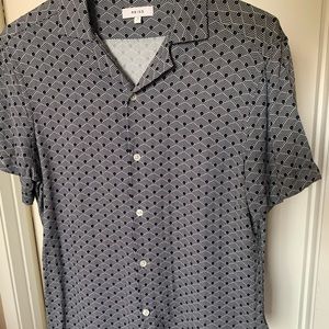 Reiss Geo Funk Cuban Collar Shirt Size Small